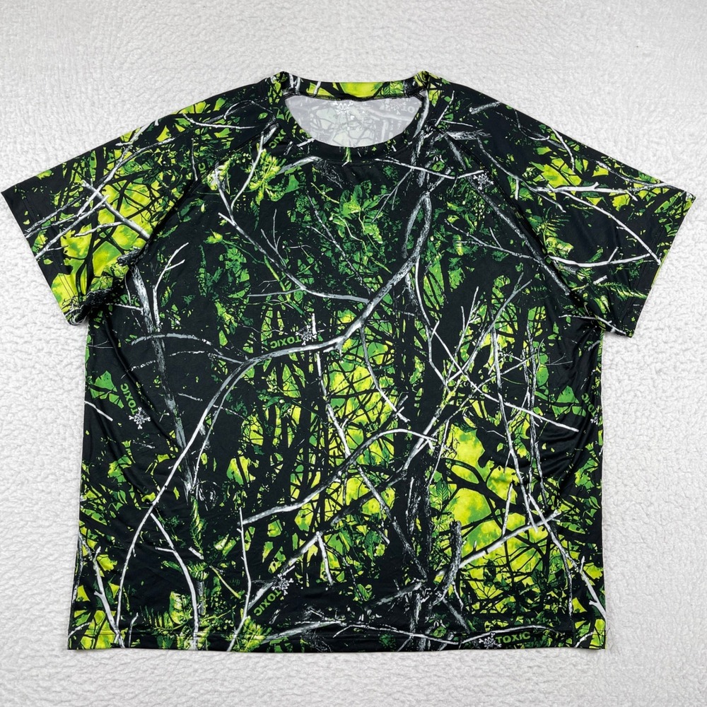 Moon Shine Camo T-Shirt Mens XXL Green Toxic Camo Raglan Performance Hunting Tee
